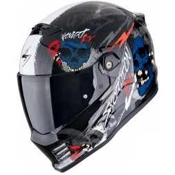 Мотошлем Scorpion Exo Covert-FX Skullz, цвет Черный/Синий/Красный