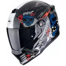 Мотошлем Scorpion Exo Covert-FX Skullz, цвет Черный/Синий/Красный