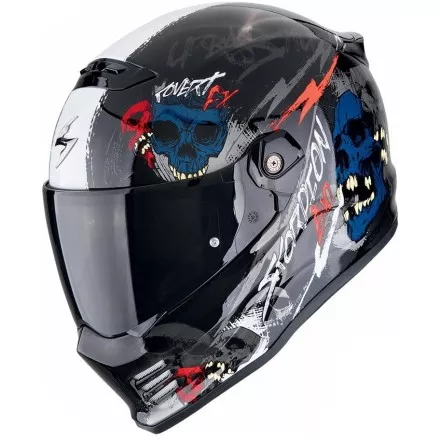 Мотошлем Scorpion Exo Covert-FX Skullz, цвет Черный/Синий/Красный