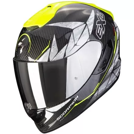 Мотошлем Scorpion Exo-1400 Evo Carbon Air Aranea, цвет Черный/Желтый