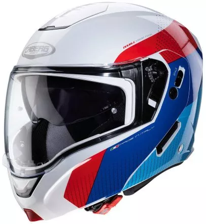 Мотошлем Caberg Horus Scout, цвет Белый Металлик/Красный/Синий