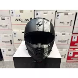 Мотошлем Scorpion Exo Combat II Lord, цвет Черный Матовый/Серебристый