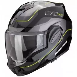 Мотошлем Scorpion Exo-Tech Evo Pro Commuta, цвет Черный/Серебристый/Желтый