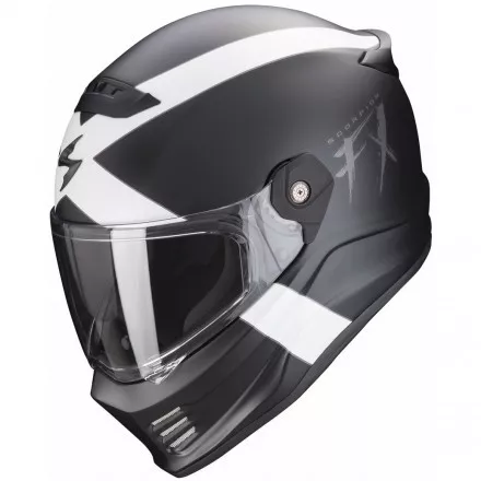 Мотошлем Scorpion Exo Covert-FX Gallus, цвет Черный Матовый/Белый
