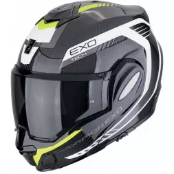 Мотошлем Scorpion Exo-Tech Evo Carbon Cosy, цвет Карбон/Желтый Неон/Белый