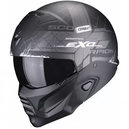 Мотошлем Scorpion Exo Combat II Xenon, цвет Черный Матовый/Серебристый