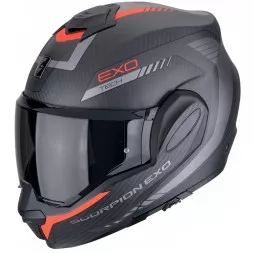 Мотошлем Scorpion Exo-Tech Evo Carbon Cosy, цвет Карбон Матовый/Красный