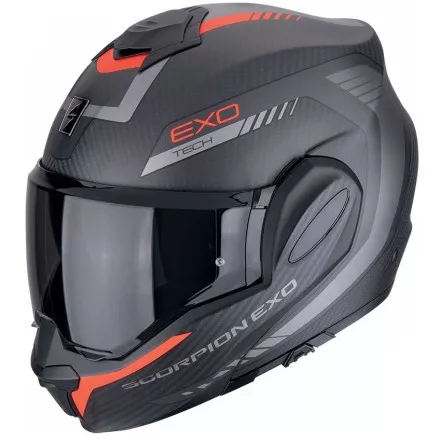 Мотошлем Scorpion Exo-Tech Evo Carbon Cosy, цвет Карбон Матовый/Красный