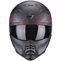 Мотошлем Scorpion Exo Combat II Xenon, цвет Черный Матовый/Красный