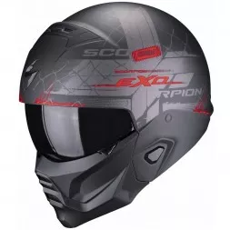 Мотошлем Scorpion Exo Combat II Xenon, цвет Черный Матовый/Красный
