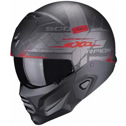 Мотошлем Scorpion Exo Combat II Xenon, цвет Черный Матовый/Красный