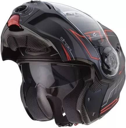 Мотошлем Caberg Droid Blaze, цвет Черный Матовый/Красный Флуо