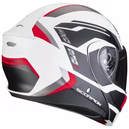 Мотошлем Scorpion Exo-930 Evo Sikon цвет Матовый Белый Черный Красный