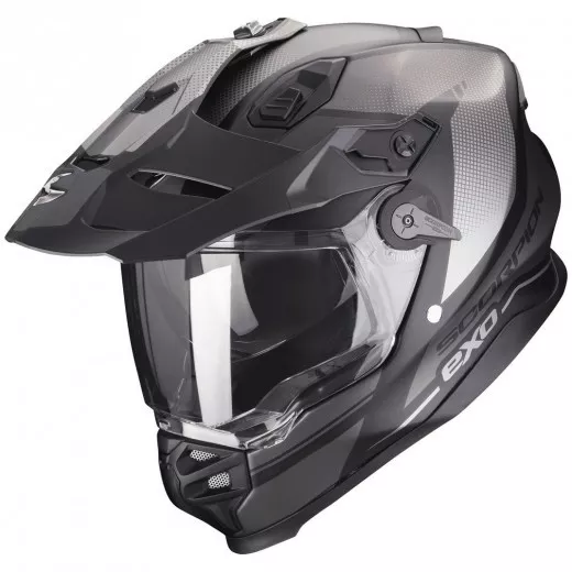 Мотошлем Scorpion Exo ADF-9000 Air Trail, цвет Черный Матовый/Серебристый — 