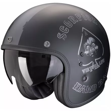 Мотошлем Scorpion Exo Belfast Evo Spade, цвет Черный Матовый/Серебристый