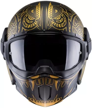 Мотошлем Caberg Jet Ghost, цвет Черный Матовый/Золотой MAORI