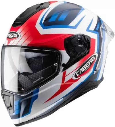 Мотошлем Caberg Drift Evo Gama, цвет Белый Матовый/Красный Флуо/Синий