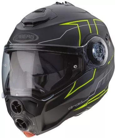 Мотошлем Caberg Droid Blaze, цвет Черный Матовый/Желтый Флуо