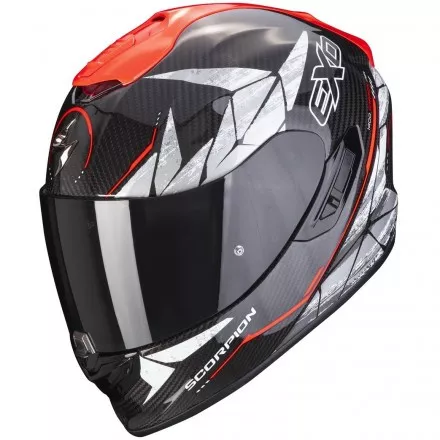 Мотошлем Scorpion Exo-1400 Evo Carbon Air Aranea, цвет Черный/Красный