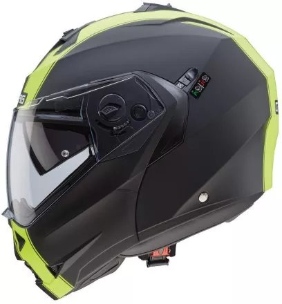 Мотошлем Caberg Duke II Legend, цвет Черный Матовый/Желтый Флуо 