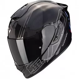 Мотошлем Scorpion Exo-1400 Evo II Carbon Air Reika, цвет Черный/Серебристый/Синий