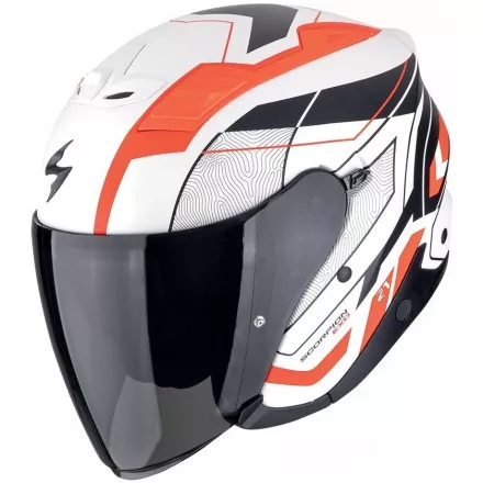 Мотошлем Scorpion Exo-Z1 VUE, цвет Белый Матовый/Черный/Красный