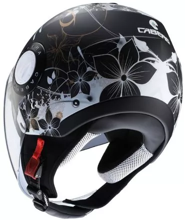 Мотошлем Caberg Riviera V3 Floral, цвет Черный Матовый/Белый Матовый/Золотой 