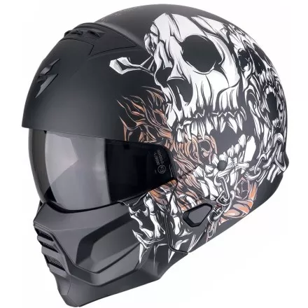 Мотошлем Scorpion Exo Combat II Genesis, цвет Черный Матовый/Белый/Золотистый