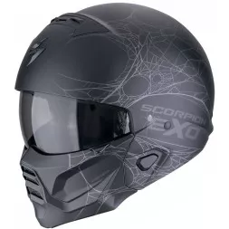 Мотошлем Scorpion Exo Combat II Spiderweb, цвет Черный Матовый/Серебристый