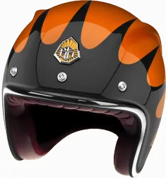 Мотошлем Guang Open Face Speedrun V.2 (Black &amp; Tangerine)