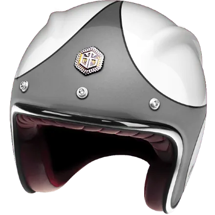 Мотошлем Guang Open Face Speedrun V.1 (Silver &amp; White)