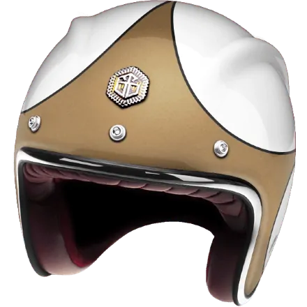 Мотошлем Guang Open Face Speedrun V.1 (Gold &amp; White)