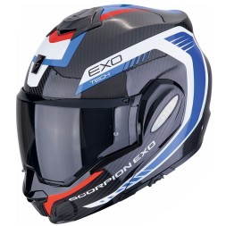 Мотошлем Scorpion Exo-Tech Evo Carbon Cosy, цвет Карбон/Синий/Красный