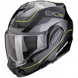 Мотошлем Scorpion Exo-Tech Evo Pro Commuta, цвет Черный/Серебристый/Желтый