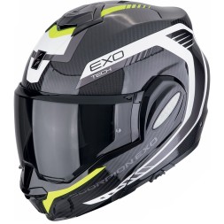 Мотошлем Scorpion Exo-Tech Evo Carbon Cosy, цвет Карбон/Желтый Неон/Белый