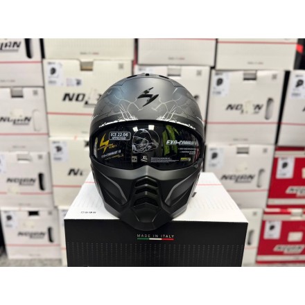 Мотошлем Scorpion Exo Combat II Xenon, цвет Черный Матовый/Серебристый