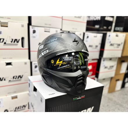 Мотошлем Scorpion Exo Combat II Xenon, цвет Черный Матовый/Серебристый