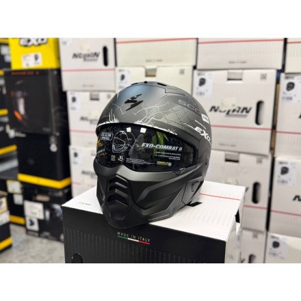Мотошлем Scorpion Exo Combat II Xenon, цвет Черный Матовый/Серебристый
