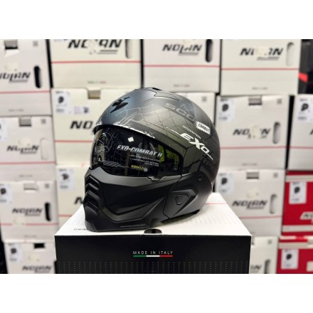 Мотошлем Scorpion Exo Combat II Xenon, цвет Черный Матовый/Серебристый