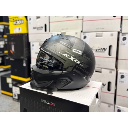 Мотошлем Scorpion Exo Combat II Xenon, цвет Черный Матовый/Серебристый