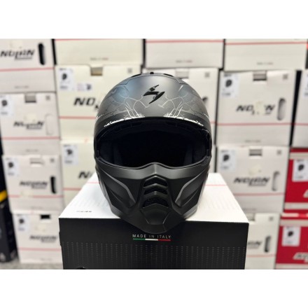 Мотошлем Scorpion Exo Combat II Xenon, цвет Черный Матовый/Серебристый