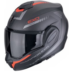Мотошлем Scorpion Exo-Tech Evo Carbon Cosy, цвет Карбон Матовый/Красный