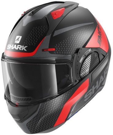 Мотошлем Shark Evo-Gt Encke, цвет Черный Матовый/Серый Матовый/Красный