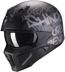 Мотошлем Scorpion Exo Covert-X Wall, цвет Черный Матовый/Серый Матовый