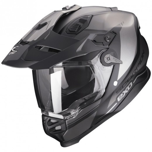 Мотошлем Scorpion Exo ADF-9000 Air Trail, цвет Черный Матовый/Серебристый — 