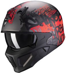 Мотошлем Scorpion Exo Covert-X Wall, цвет Темно-Серый Матовый/Красный Матовый 
