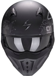 Мотошлем Scorpion Exo Covert-X Xborg, цвет Черный Матовый/Серый Матовый/Карбон