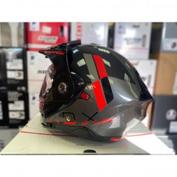 Мотошлем Scorpion Exo ADX-2 Galane цвет Серебристый/Чёрный/Красный