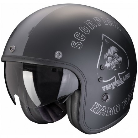 Мотошлем Scorpion Exo Belfast Evo Spade, цвет Черный Матовый/Серебристый
