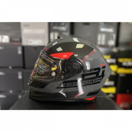 Мотошлем Scorpion EXO-R1 Evo Air Final, цвет Серый/Черный/Красный